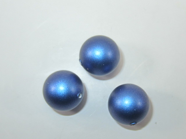 10pcs. 10mm PEARL IRIDESCENT DARK BLUE ROUND 1/2 DRILLED European Pearl